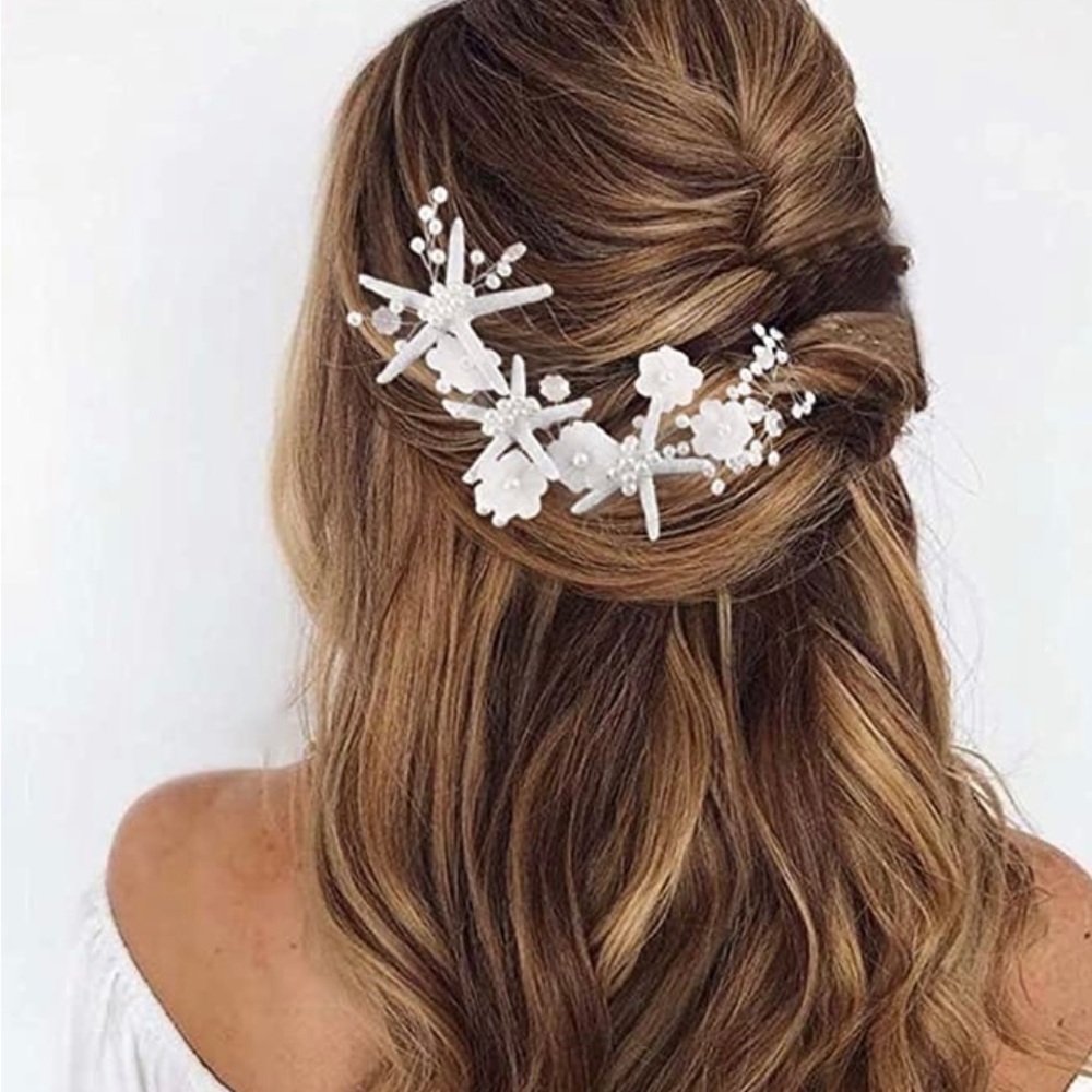 STARFISH BRIDE WEDDING Hair Vine
Silver Flower Bridal Hair Piece Pearl
Hair 🆕